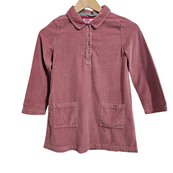 Mini Boden Girl Pink Corduroy Dress Front Pockets Size 7-8 Cotton Easter - Picture 2 of 11